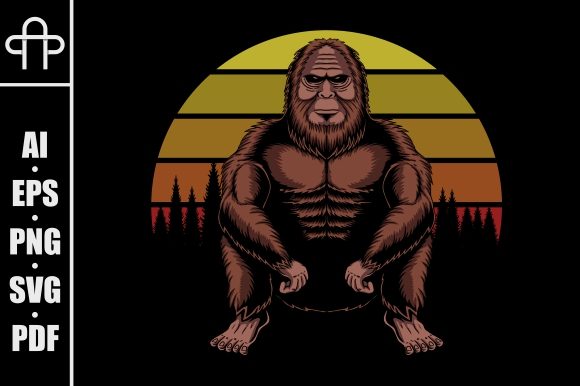 Bigfoot Squat Sunset Retro