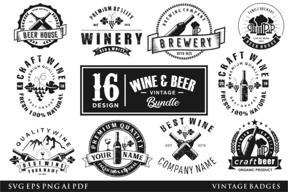 Craft Beer and Winery Badge Label Retro