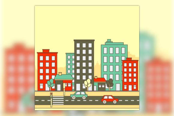 Flat Style Urban Retro City Illustration Review