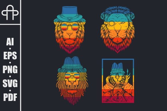 Lion Retro Vector Illustration Review for Embroidery
