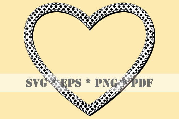 Retro Heart Black White Frame Halftone