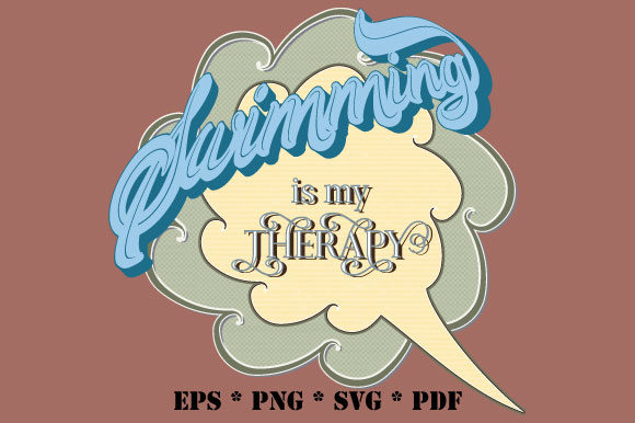 Swimming is My Therapy Retro Bubble SVG